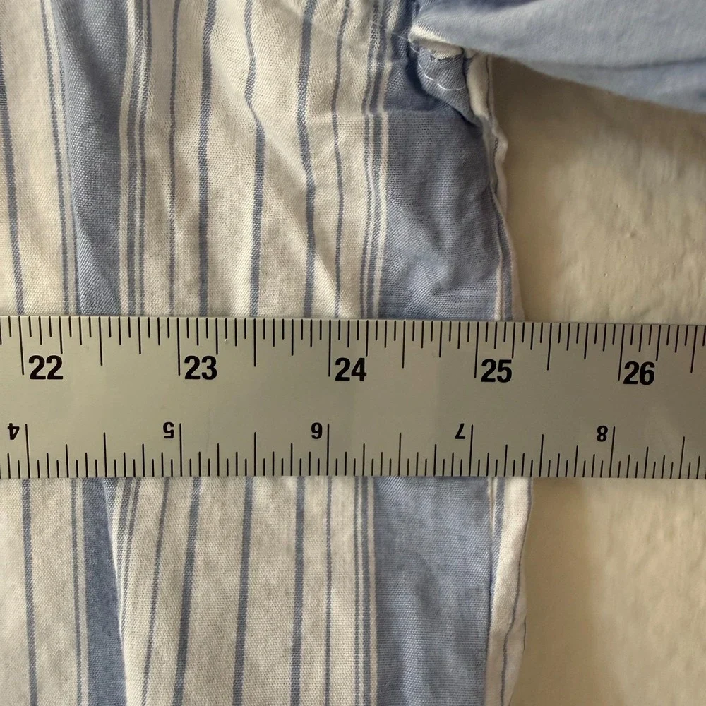 Gap Body Blue White Striped Cotton Button Down Pajama Shirt Large Oversized L